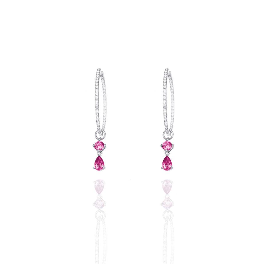 PaizPembe Taşlı Halka Küpe 