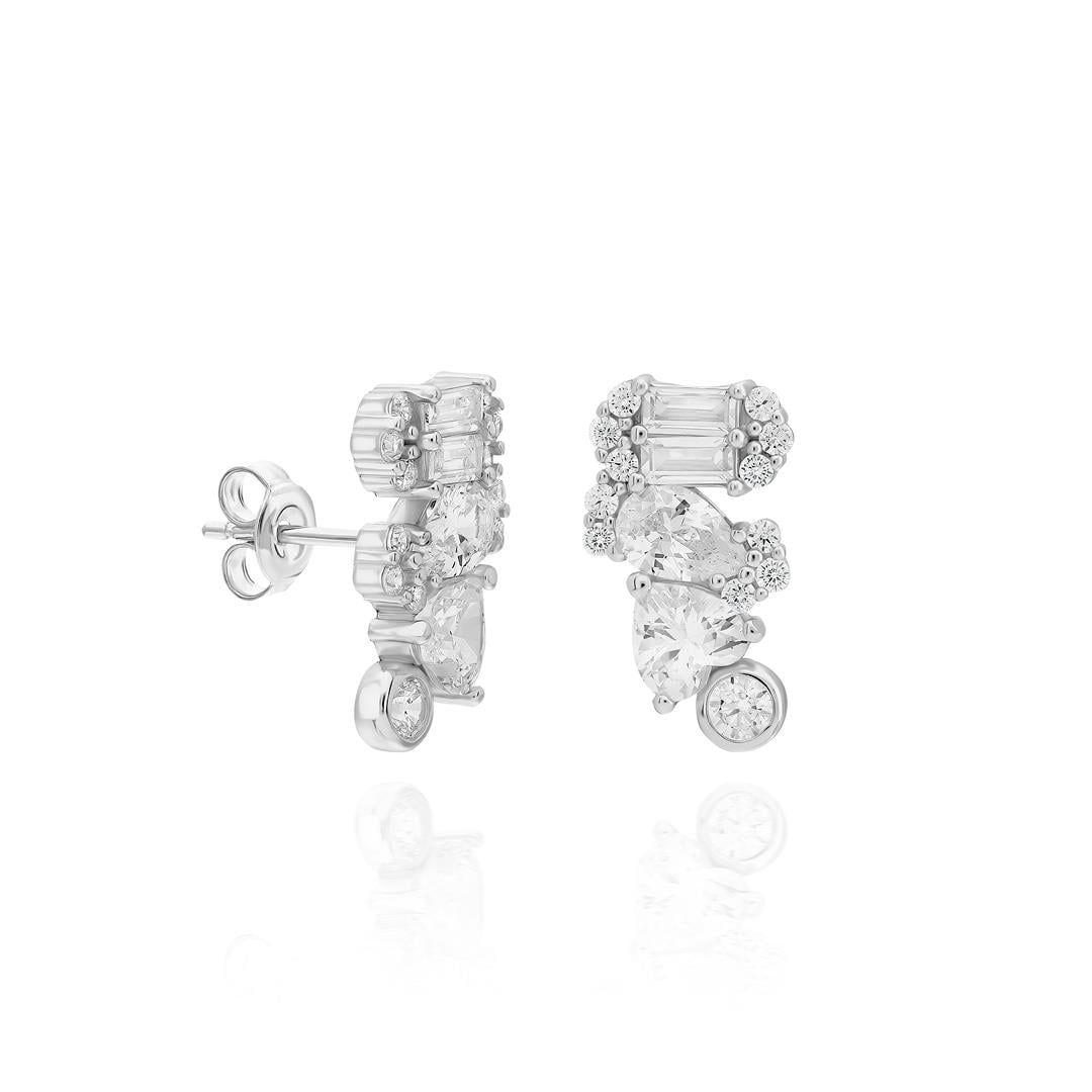 PaizSilver Baget Taşlı Küpe 