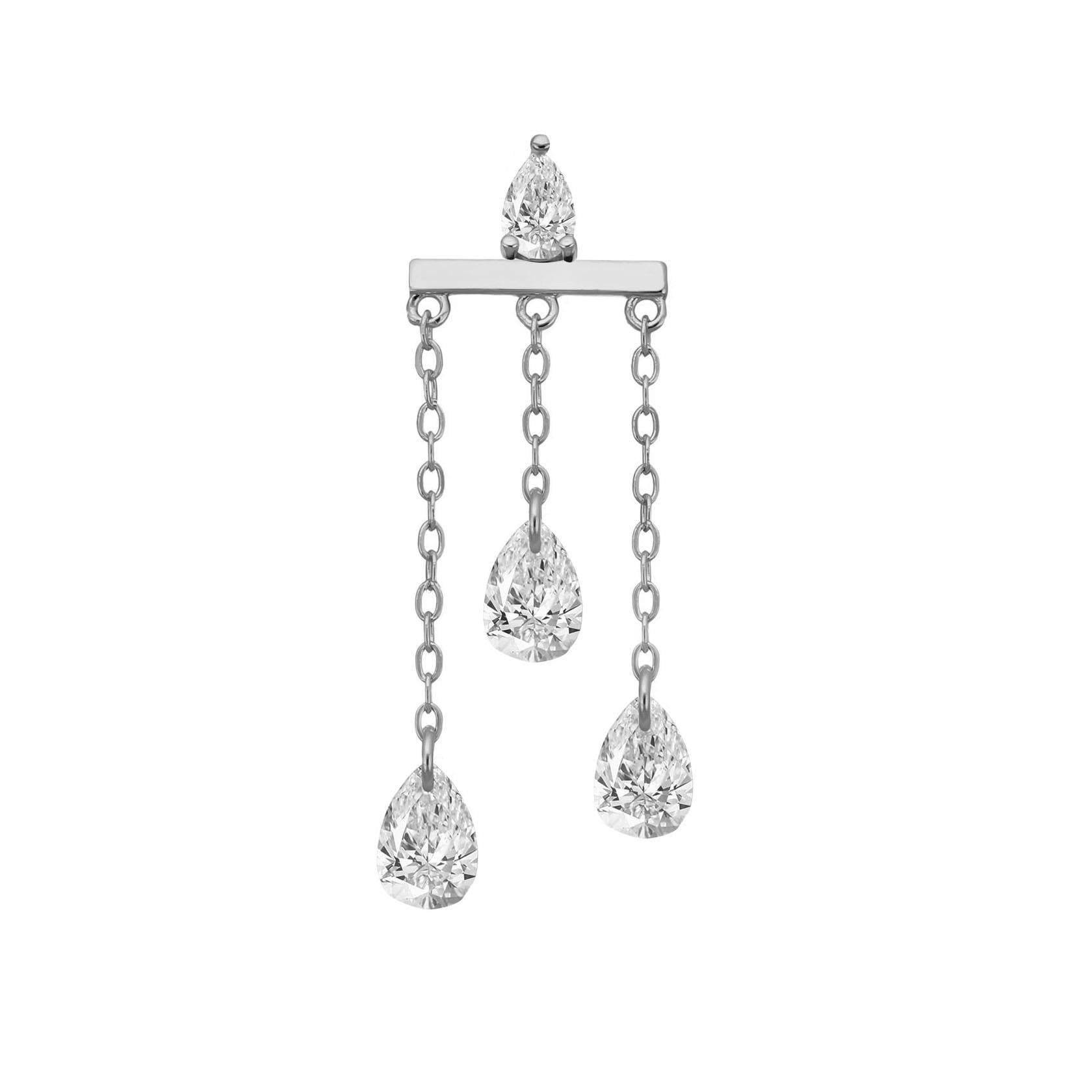 PaizSilver Üç Damla Taşlı Küpe 