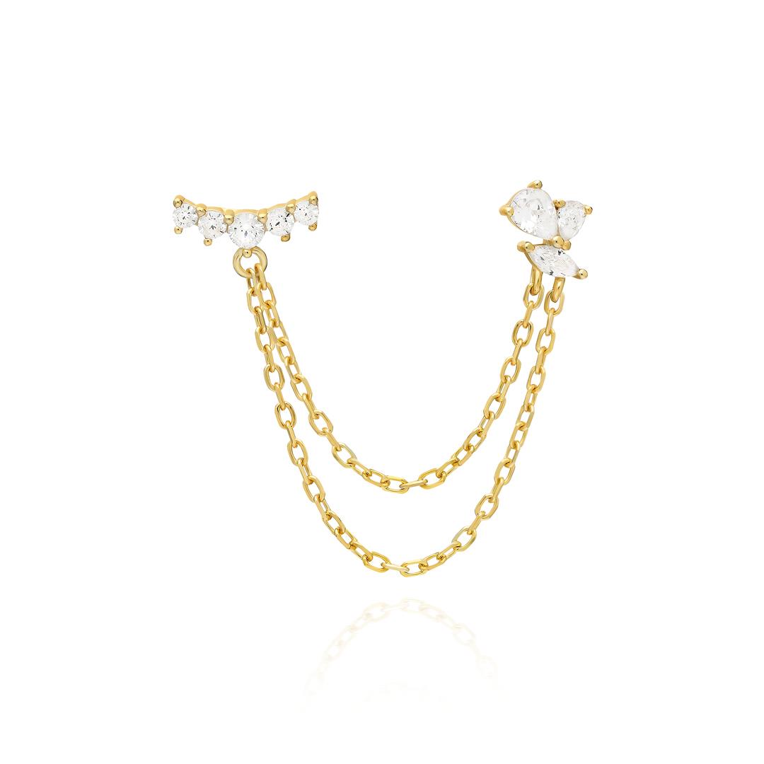 PaizSilver Zincirli Taşlı Küpe 