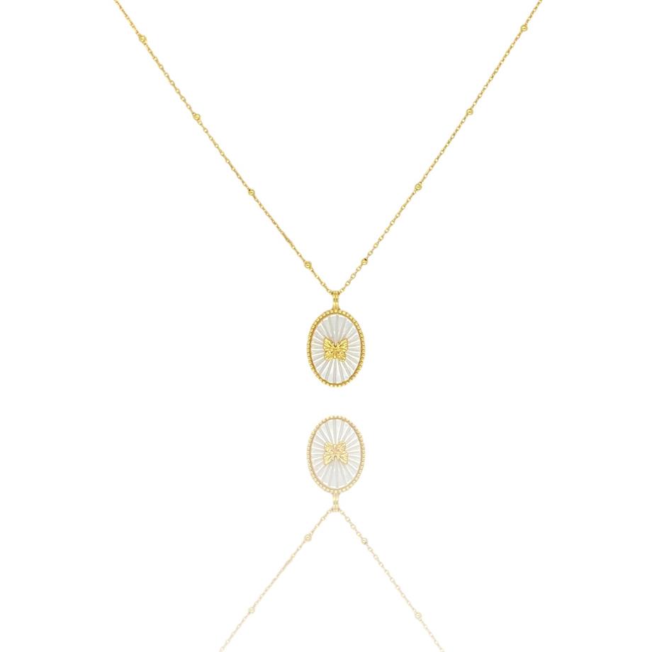 İthal Oval Sedefli Kelebek Kolye