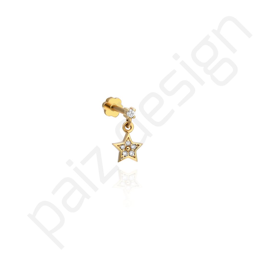 Paiz14 K Altın Pırlanta Piercing