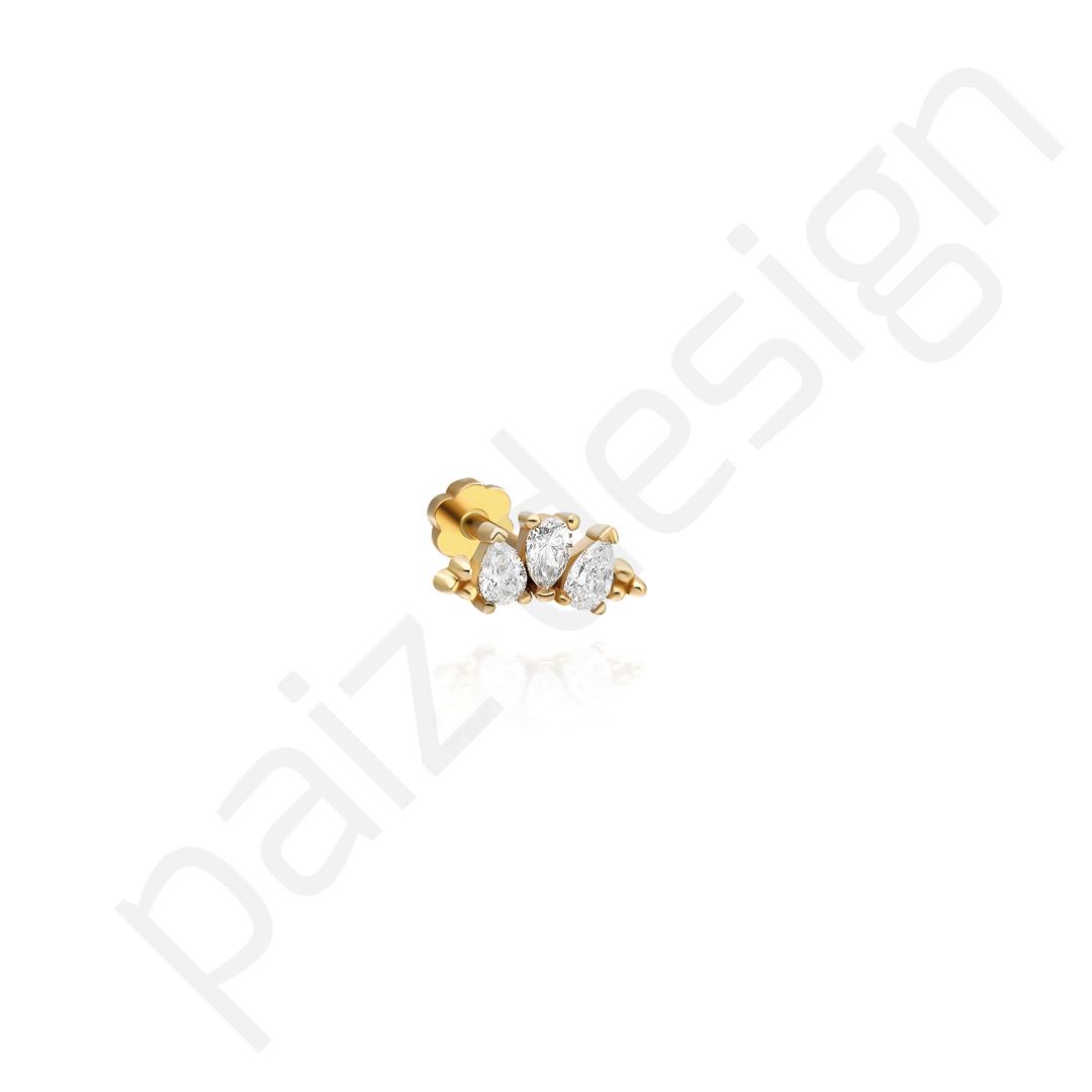 Paiz14 K Altın Pırlanta  Piercing
