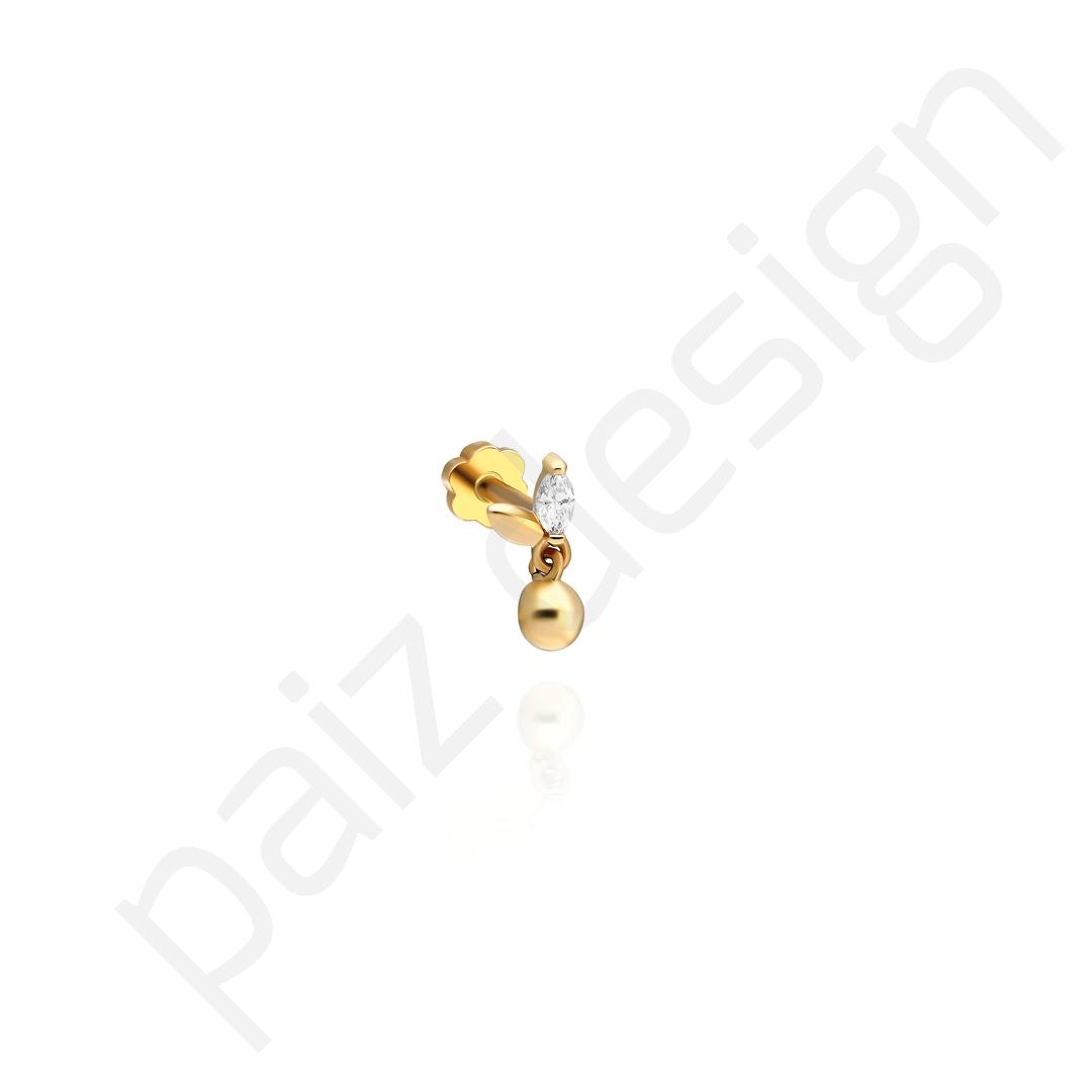 Paiz14 K Altın Pırlanta Piercing