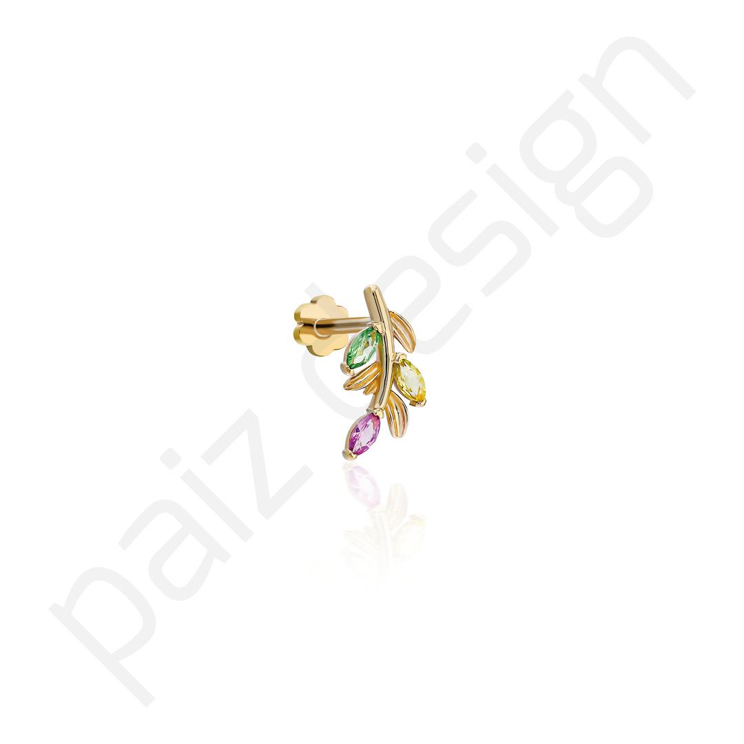 Paiz14 K Altın Pırlanta  Piercing