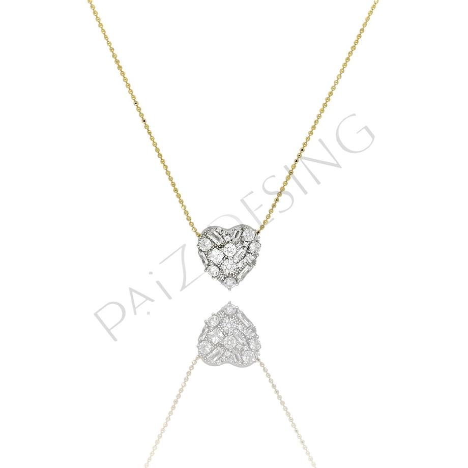 PaizGold Beyaz Kalp Kolye 