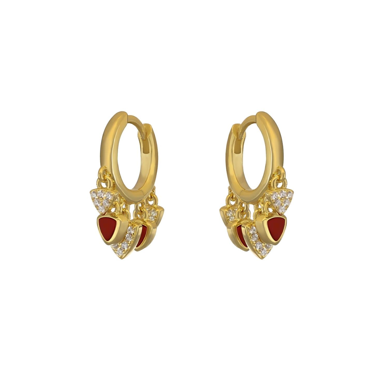 PaizGold Bordo Mineli Taşlı Küpe 
