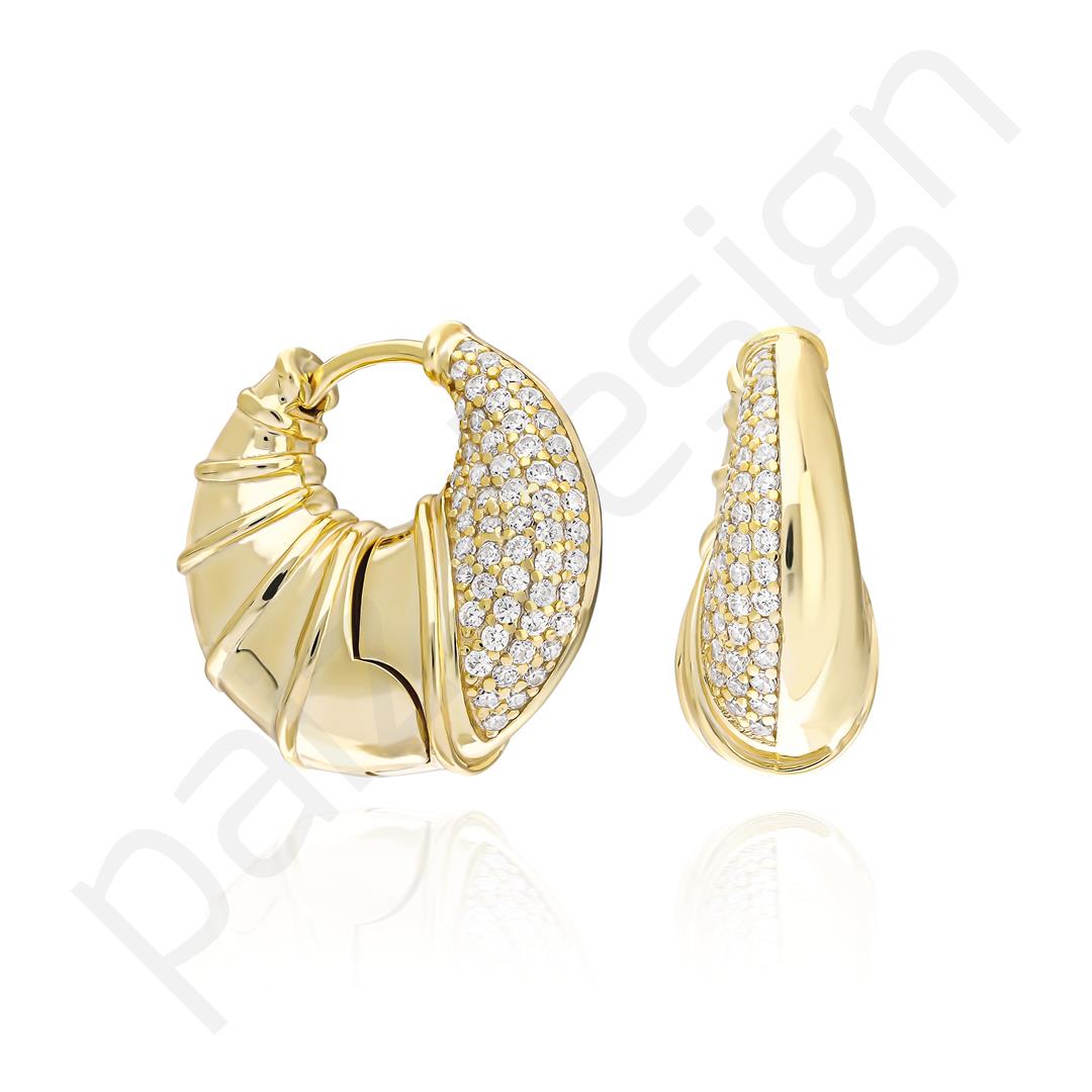 PaizGold İnce Taşlı Küçük Halka Küpe 