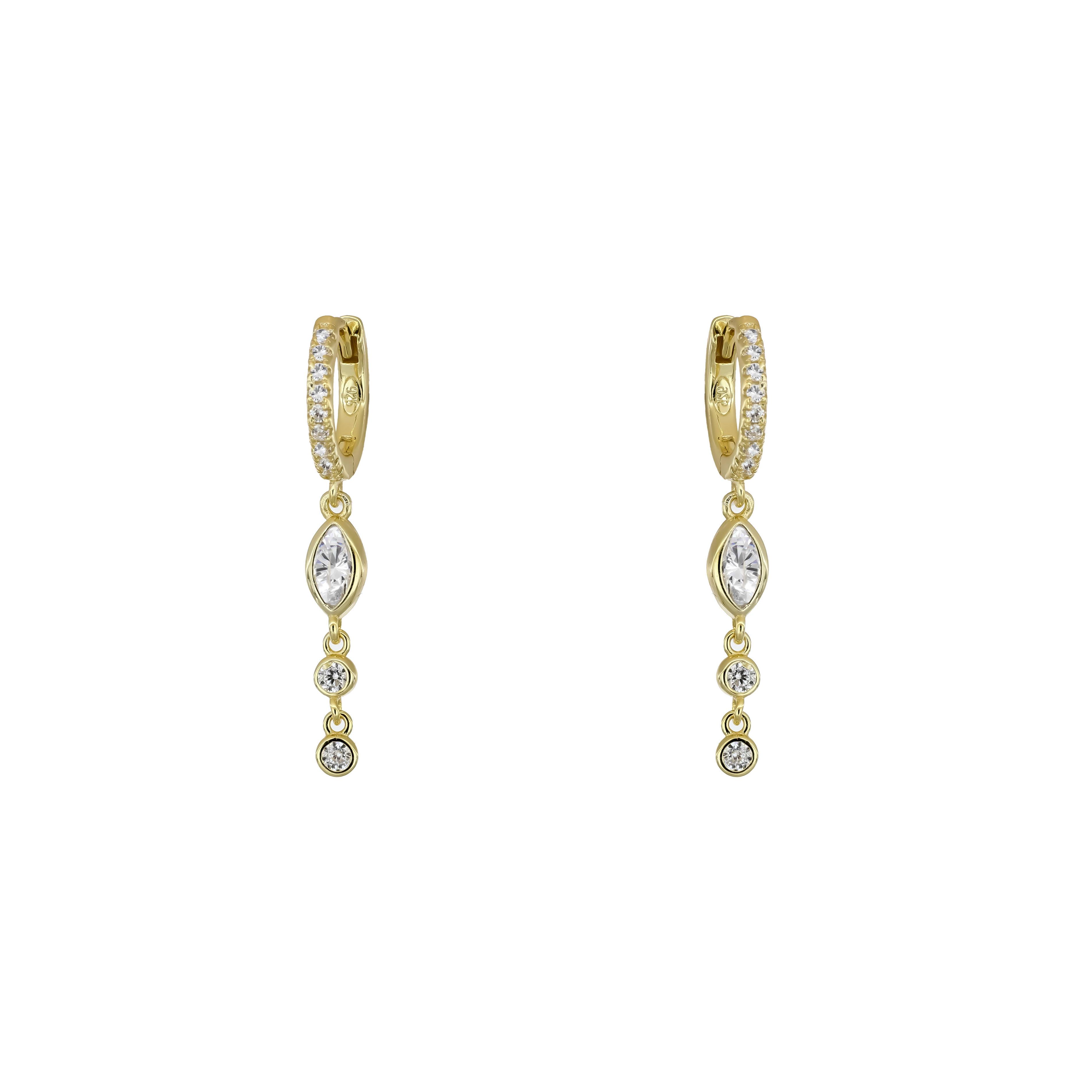PaizGold Oval Taşlı Halka Küpe 