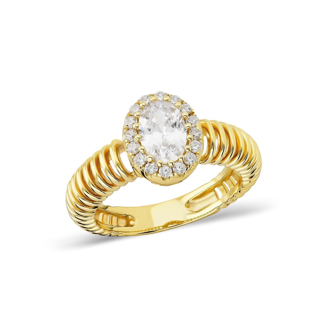PaizGold Oval Taşlı Yüzük 