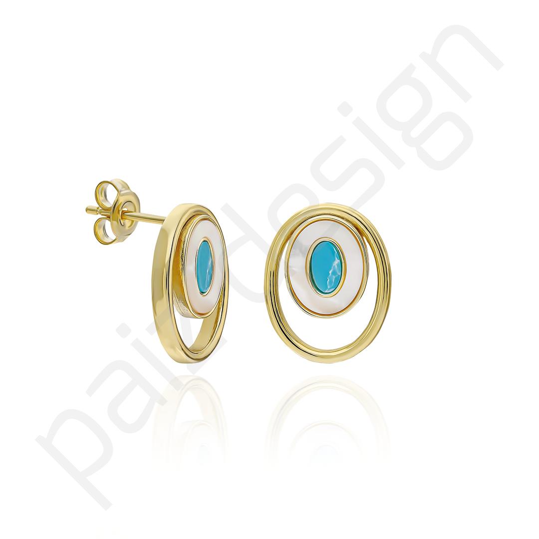 PaizGold Sedefli Oval Küpe 