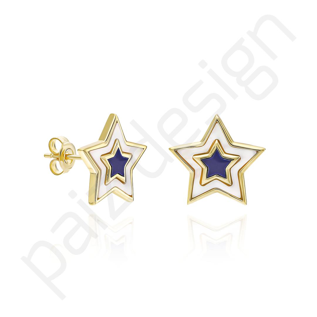 PaizGold Sedefli Yıldız Küpe 