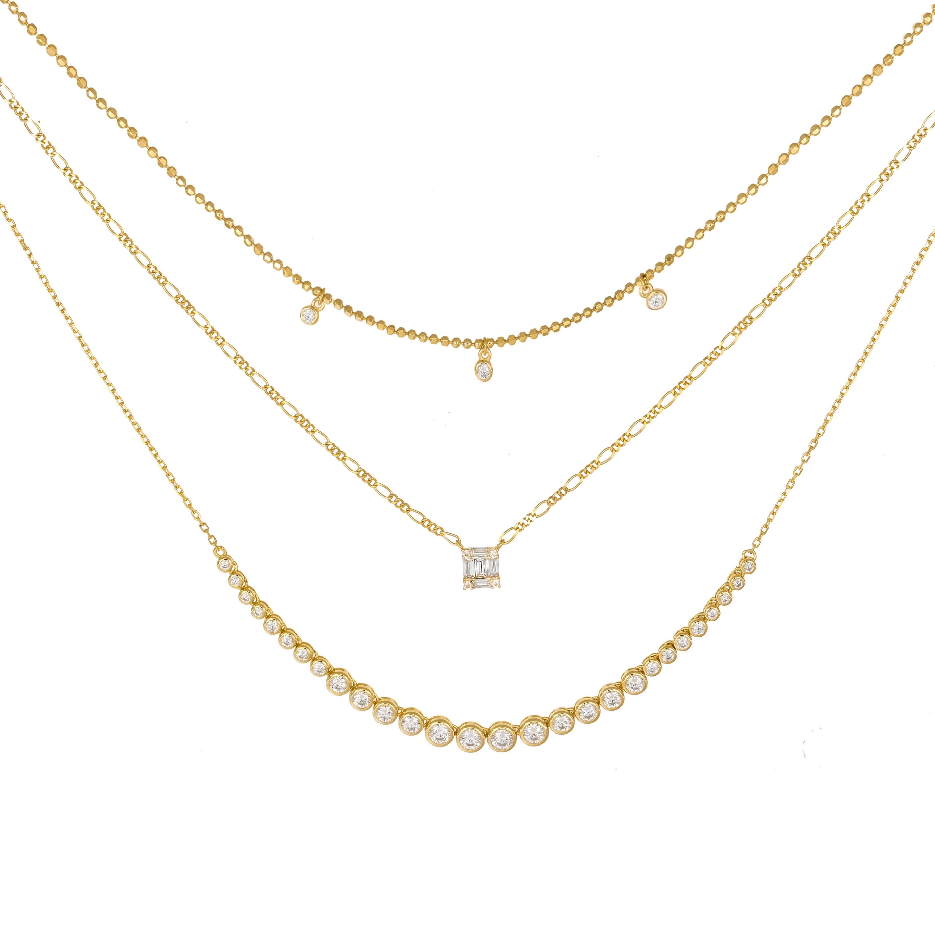 PaizGold Taşlı Üçlü Kolye 