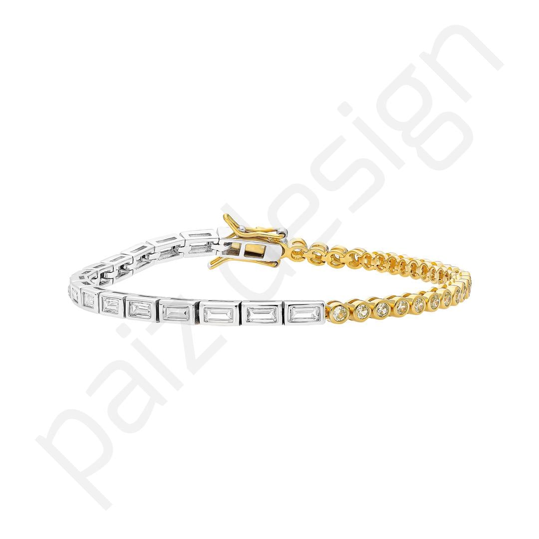 PaizGold Yuvarlak Silver Uzun Taş Bileklik
