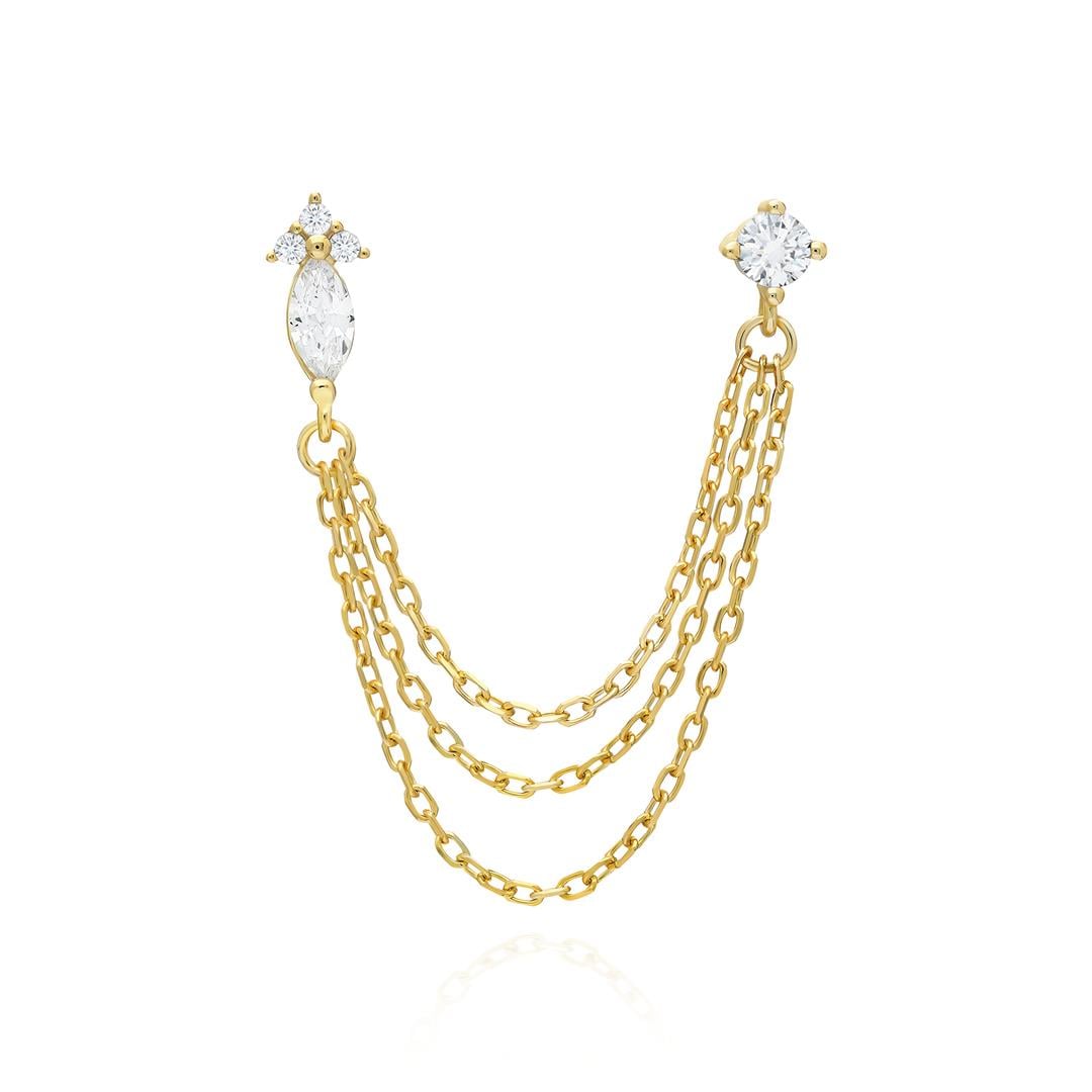 PaizGold Zincirli Taşlı Küpe 
