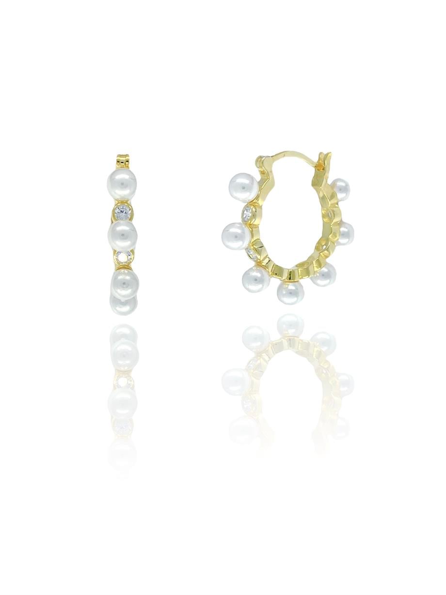 Paizİthal Gold Halka İncili Küpe 