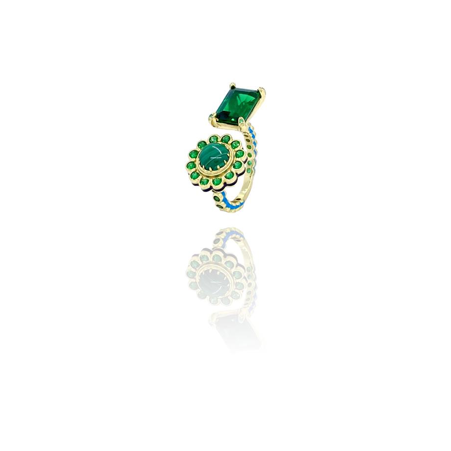 Paizİthal Gold Taşlı Çiçek Yüzük