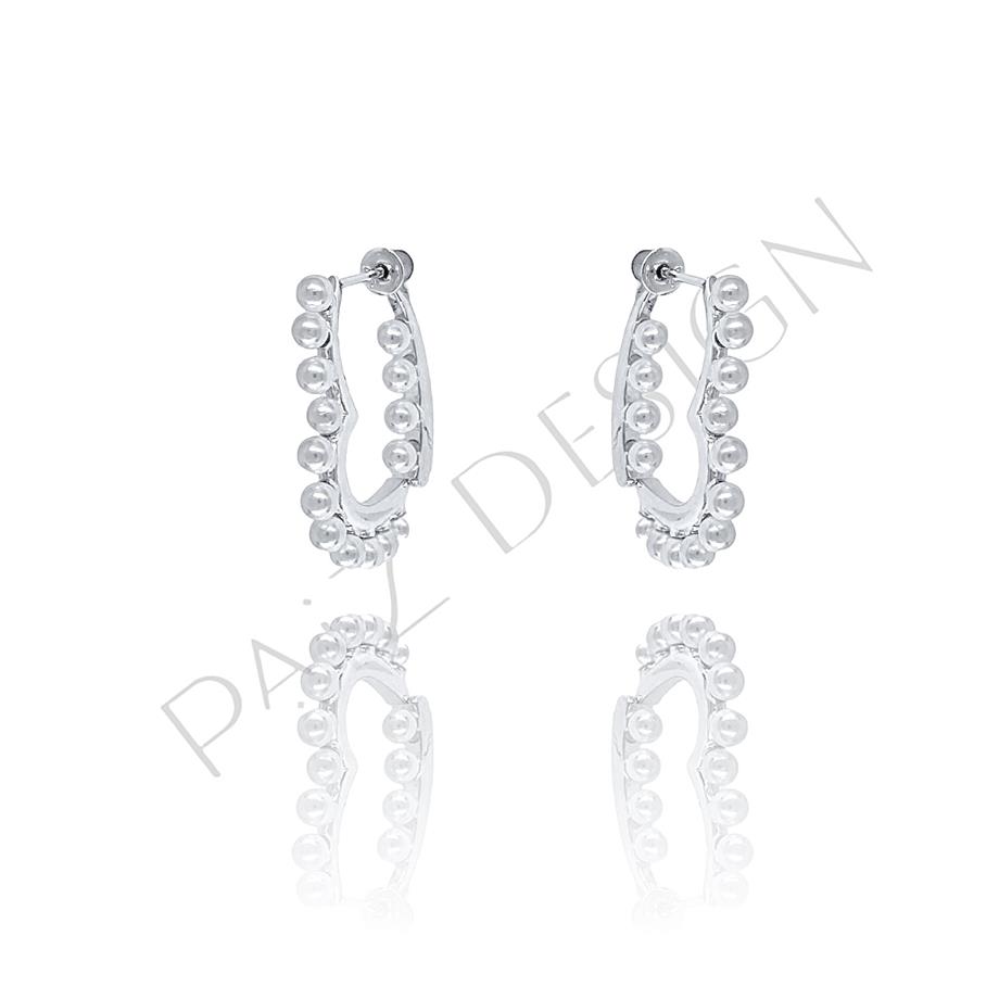 Paizithal İnci Silver  Halka Küpe 