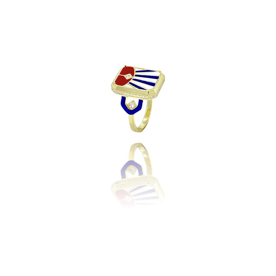 Paizİthal Lacivert Mineli Gold Yüzük