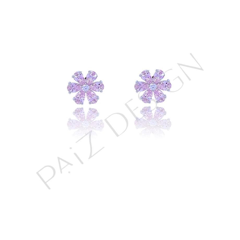Paizİthal Pembe Taşlı Çiçek Küpe 