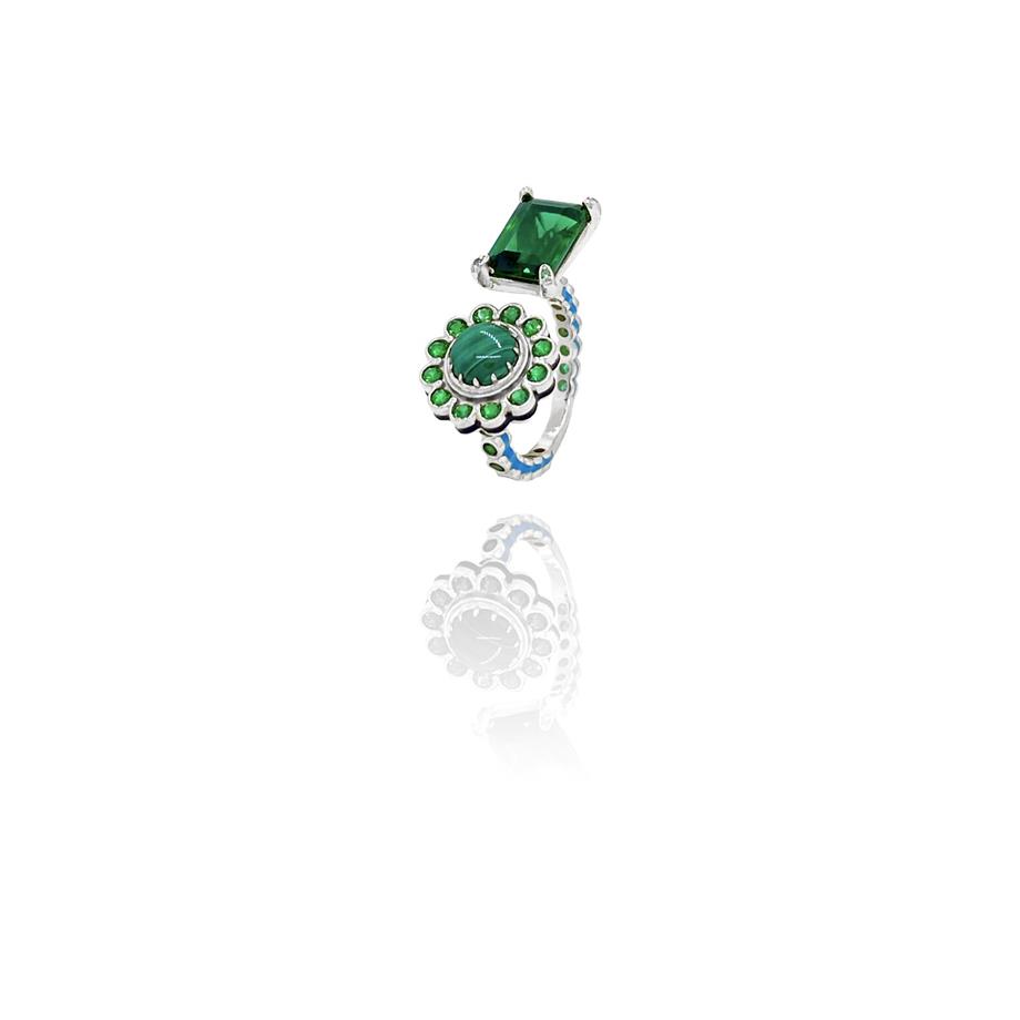Paizİthal Silver Taşlı Çiçek Yüzük