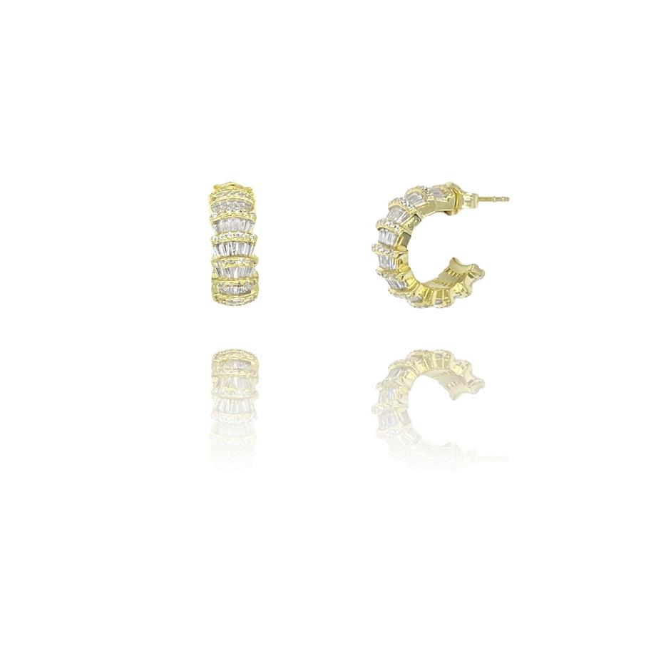 Paizİthal Taşlı Gold Halka Küpe