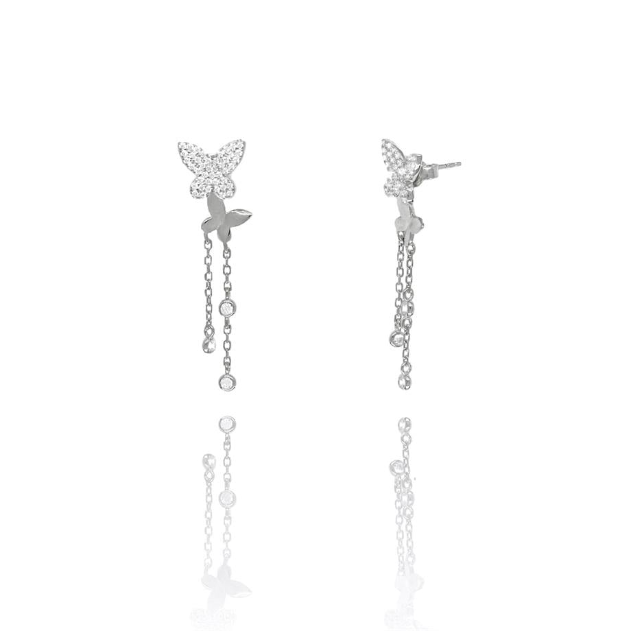Paizİthal Taşlı Silver Kelebek Küpe 