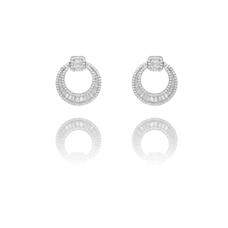 Paizİthal Taşlı Yuvarlak Silver Küpe 