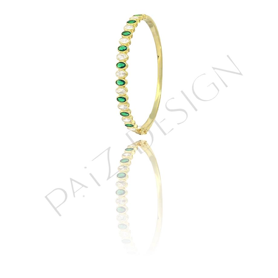 Paizİthal Yeşil Taşlı Gold Bileklik