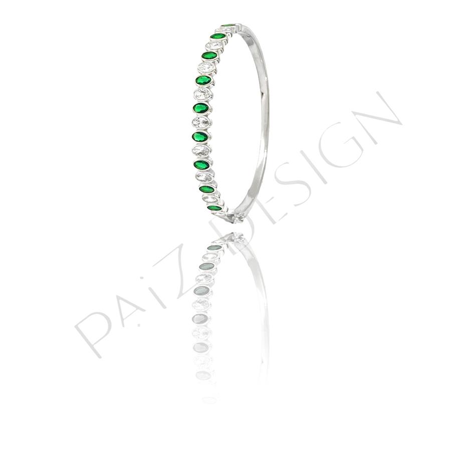 Paizİthal Yeşil Taşlı Silver Bileklik