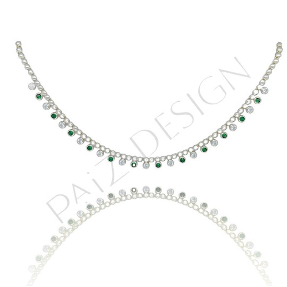 Paizİthal Yuvarlak Taşlı Silver Kolye 