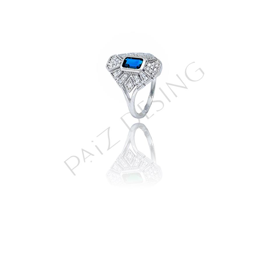 PaizLacivert Taşlı Oval Yüzük