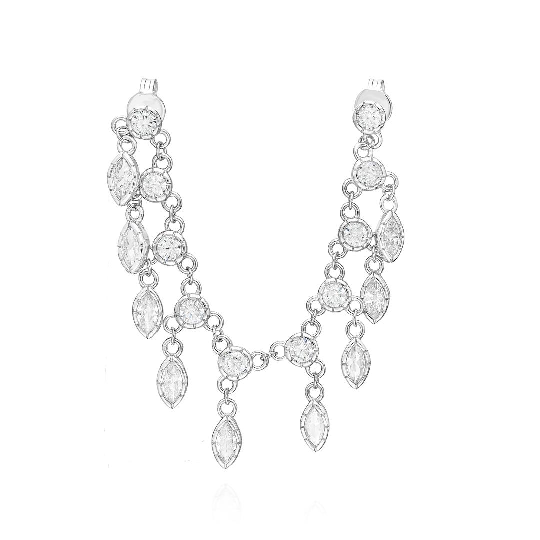 PaizSilver Damla Taşlı zincir küpe 