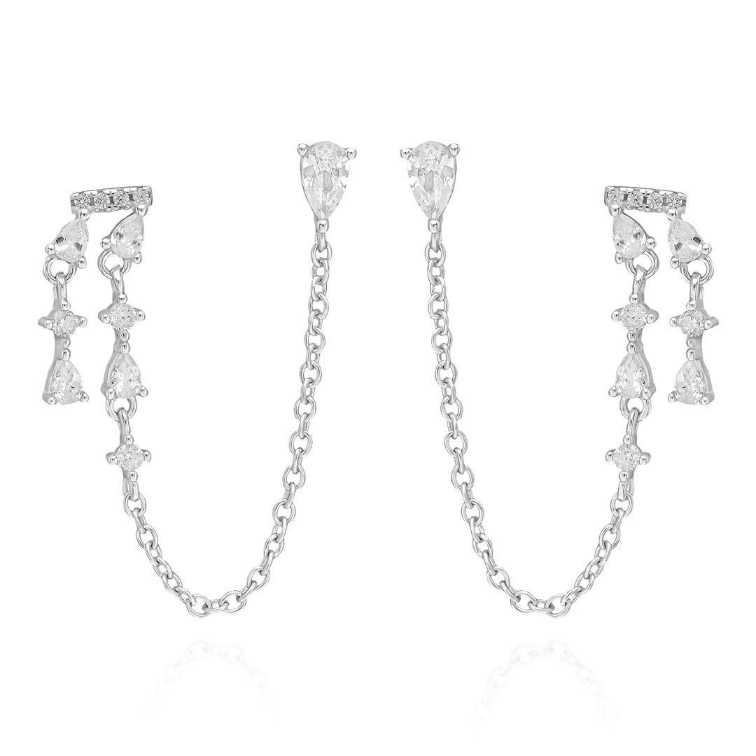 PaizSilver Damla Taşlı Zincirli Küpe 