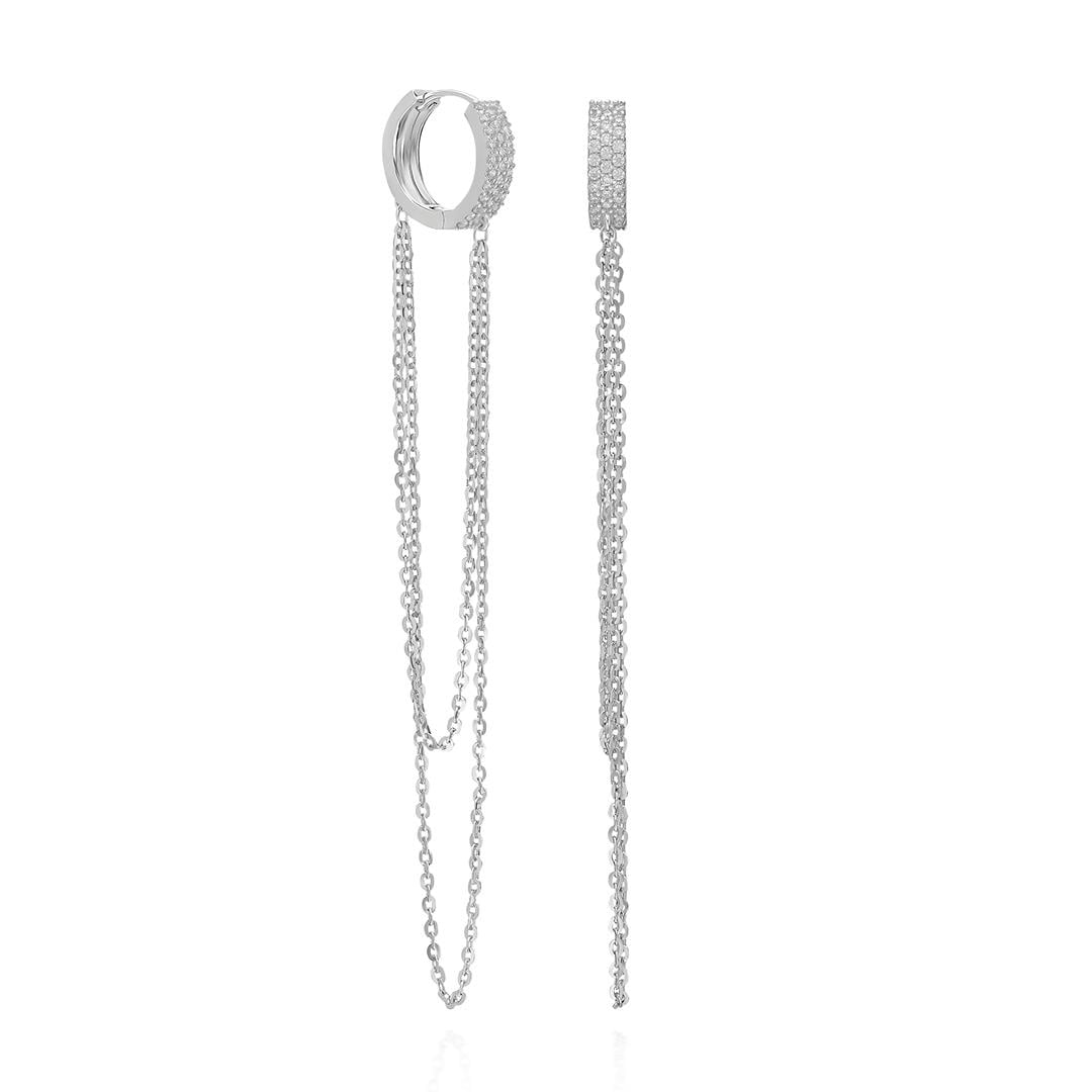 PaizSilver İki Zincirli Halka Küpe 