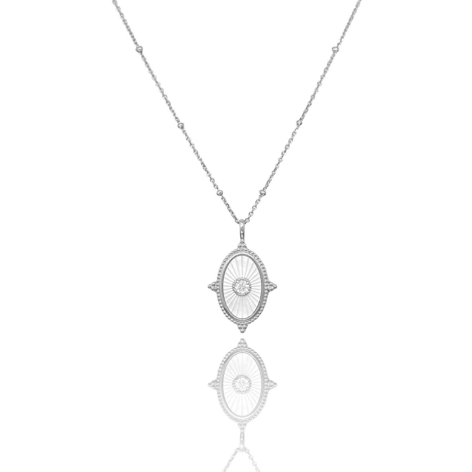 PaizSilver Oval Sedef Kolye 