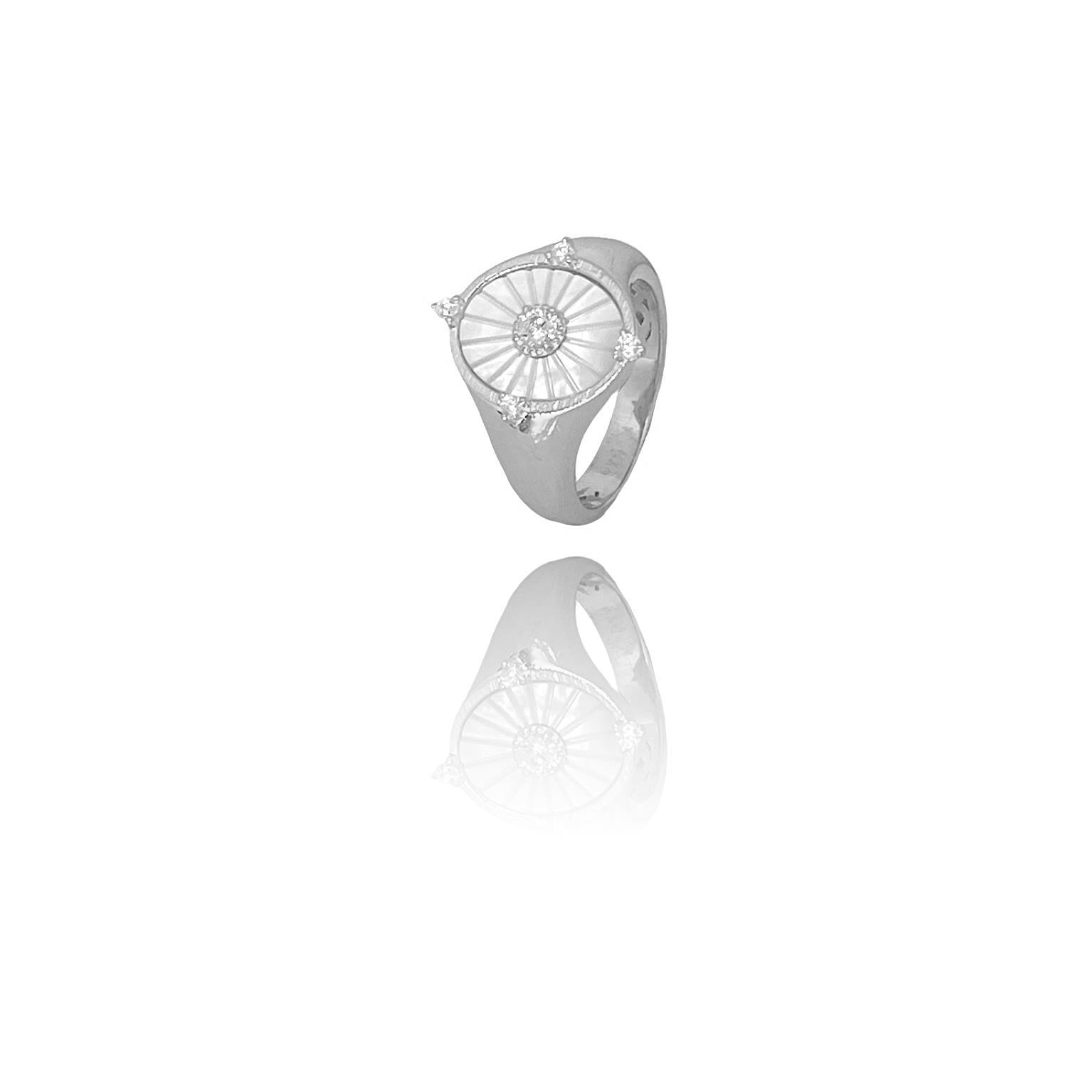 PaizSilver Oval Sedef Taşlı Yüzük