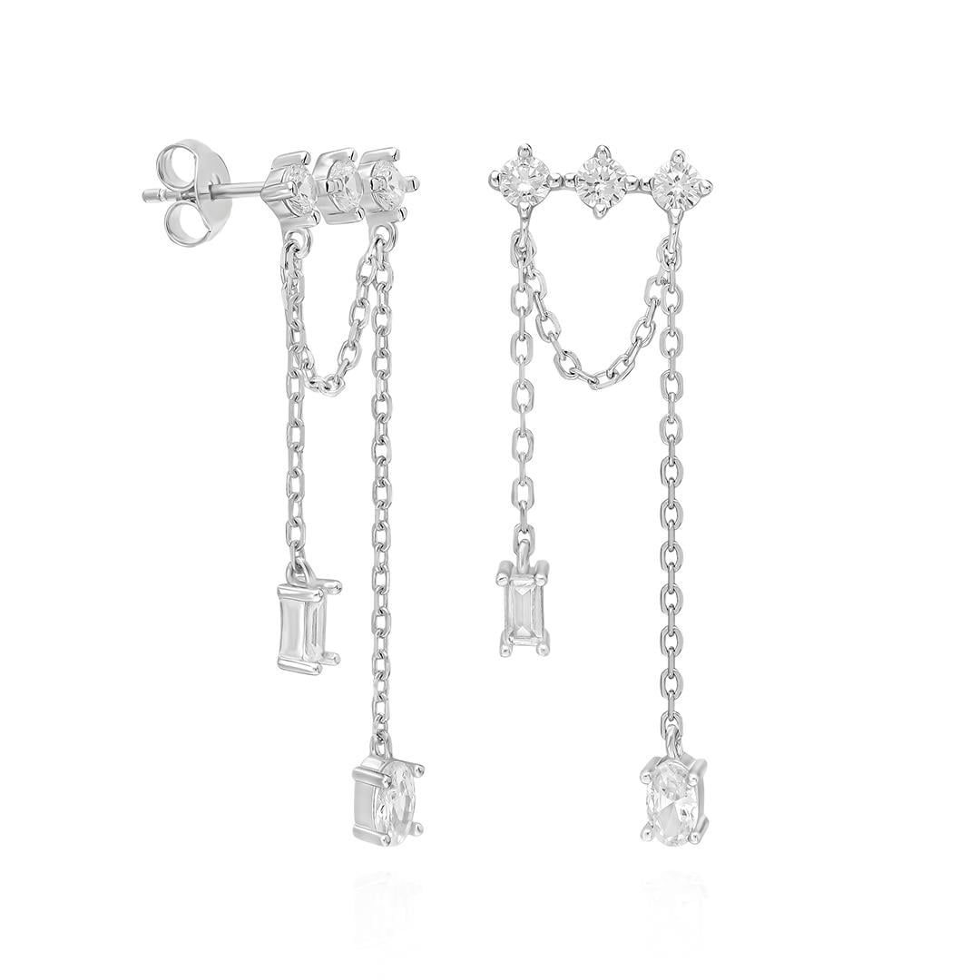 PaizSilver Üç Taşlı Küpe 