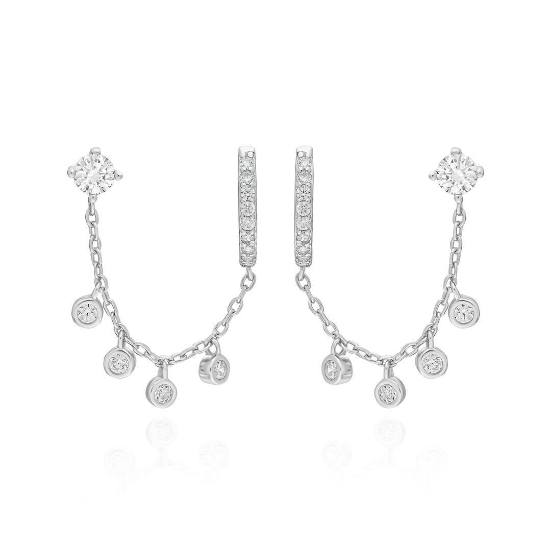 PaizSilver Zincirli Halka Küpe