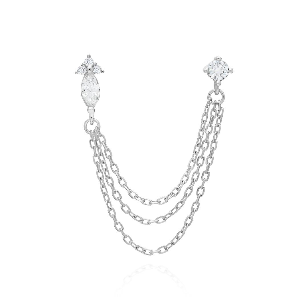 PaizSilver Zincirli Taşlı Küpe 