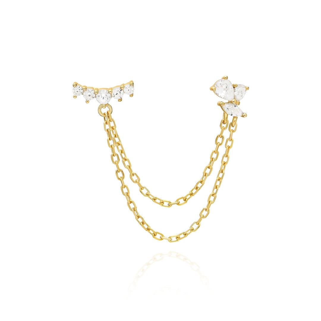 PaizSilver Zincirli Taşlı Küpe 