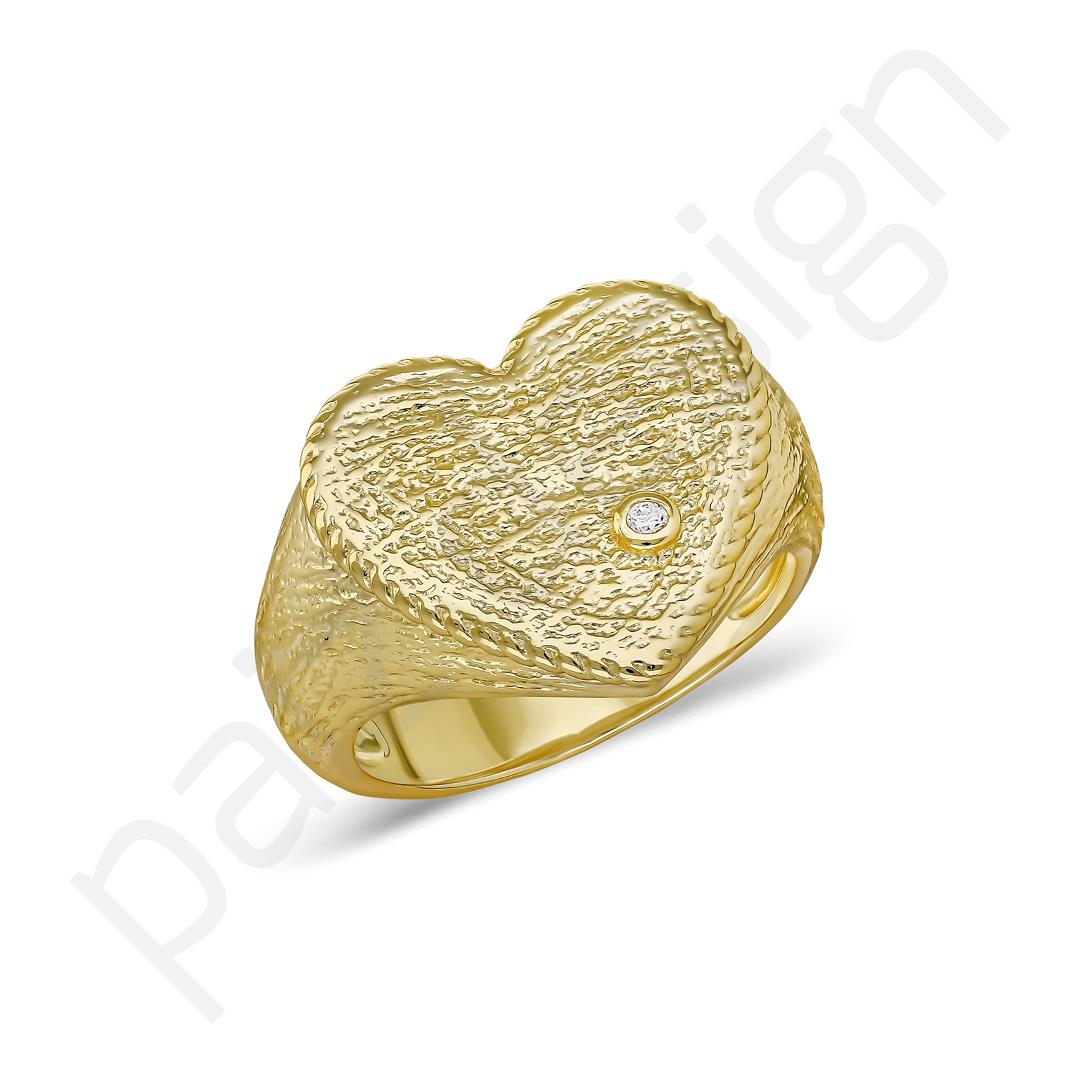 PaizTaşlı Kalp Yüzük