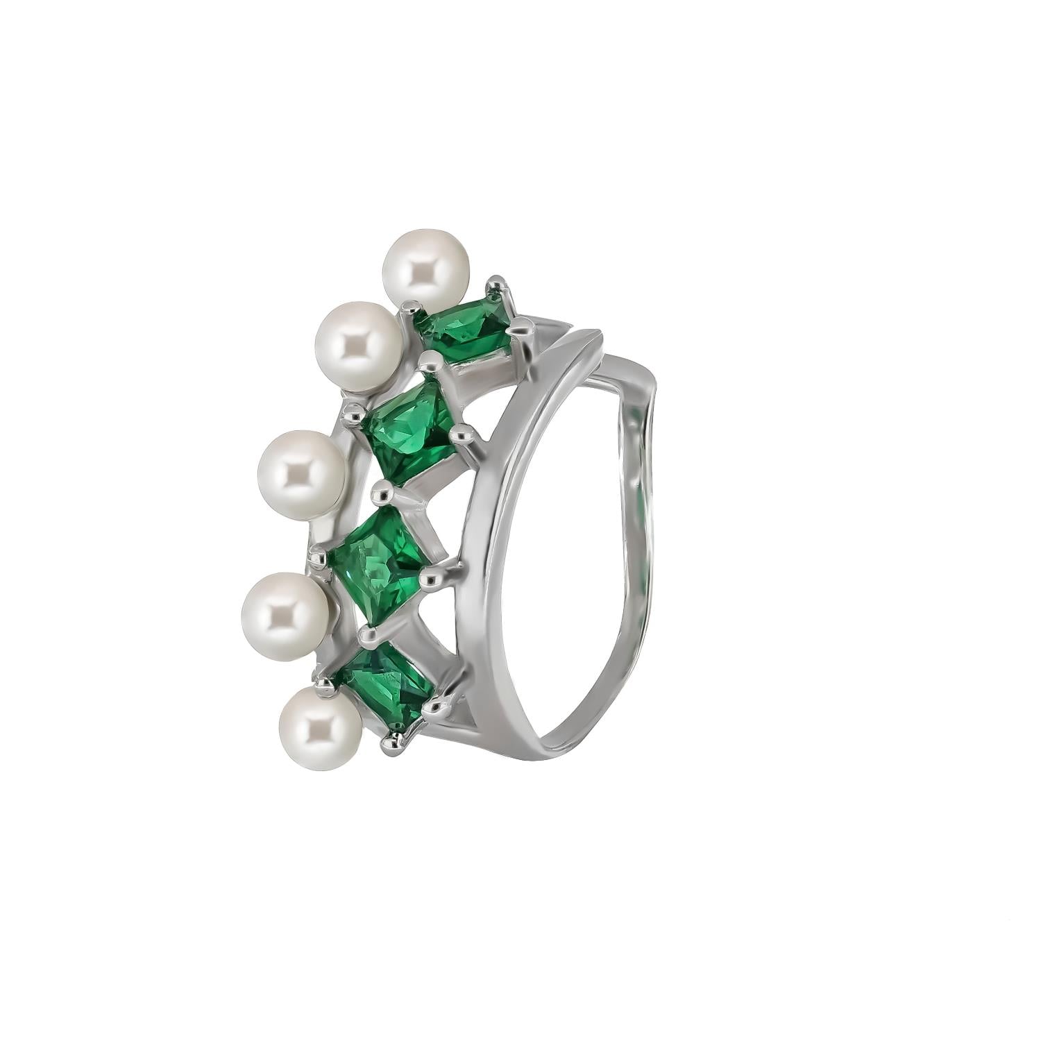 PaizYeşil Taşlı İnci Ear  Cuff