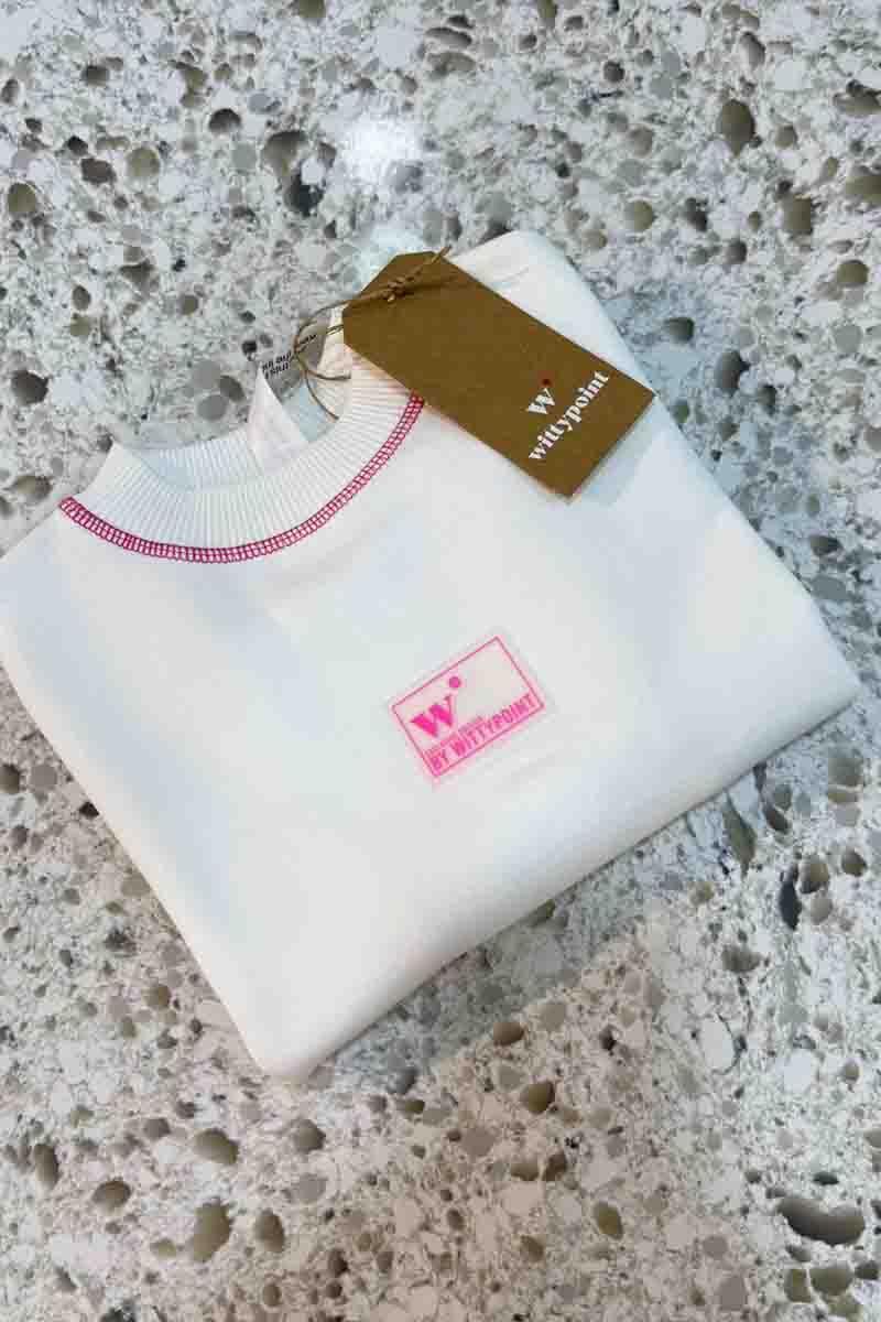 C1843 W.POİNT PEMBE DİKİŞ DETAYLI EKRU SWEAT