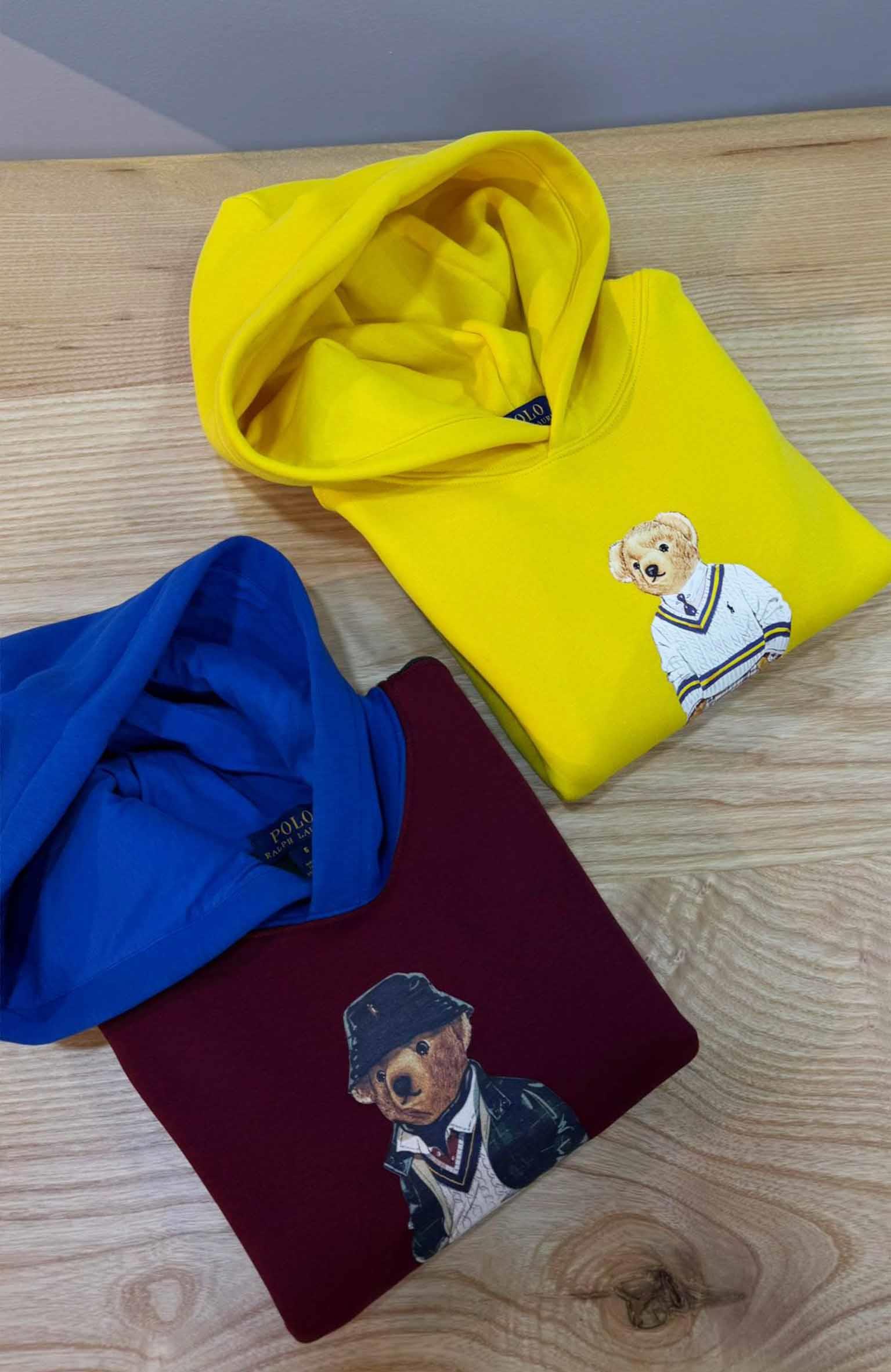 C1925 PRL BEAR BASKILI ŞARDONLU KAPÜŞONLU SWEAT