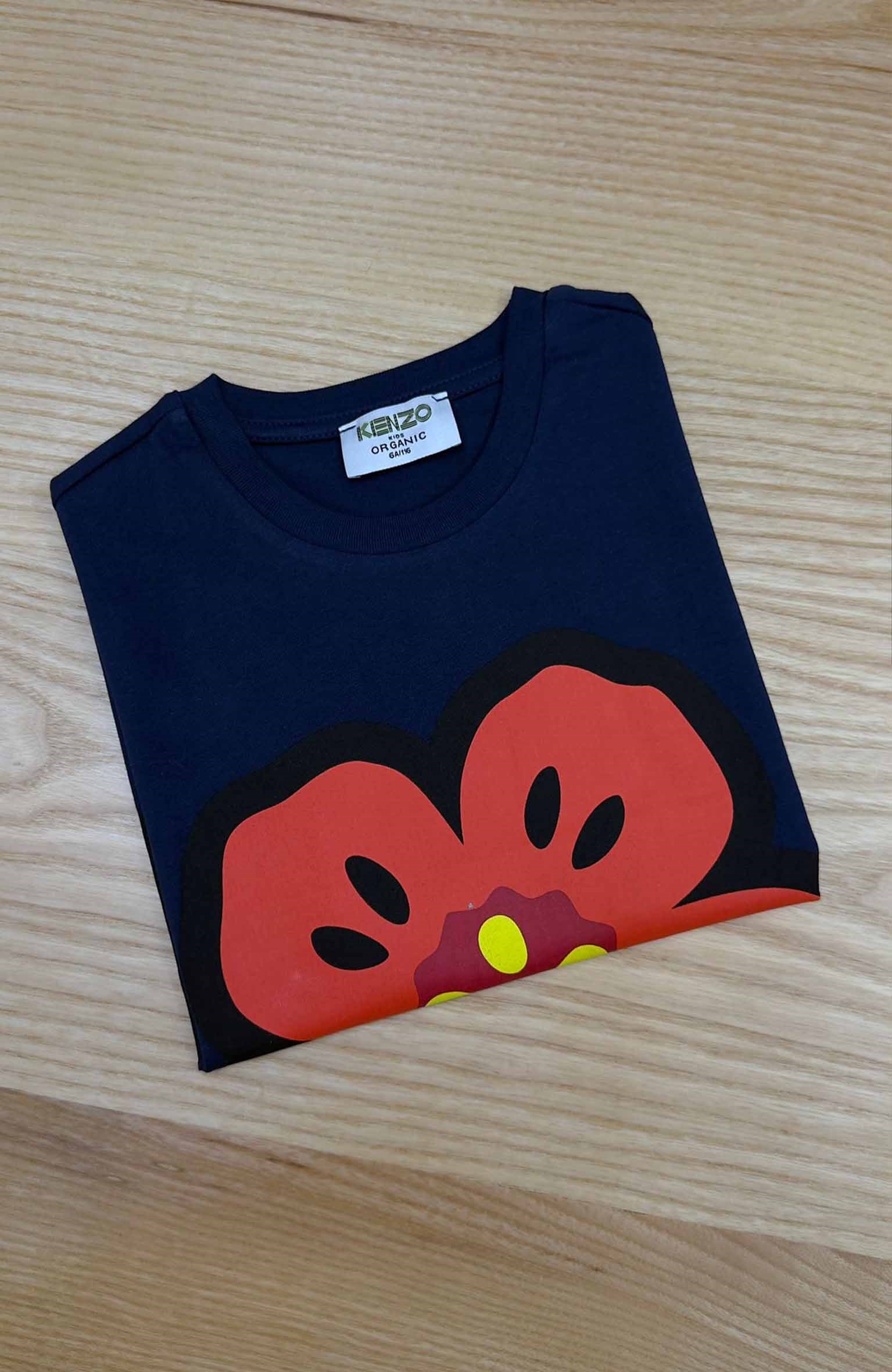 C2328 KNZ PAPATYA BASKILI LACİVERT T-SHIRT