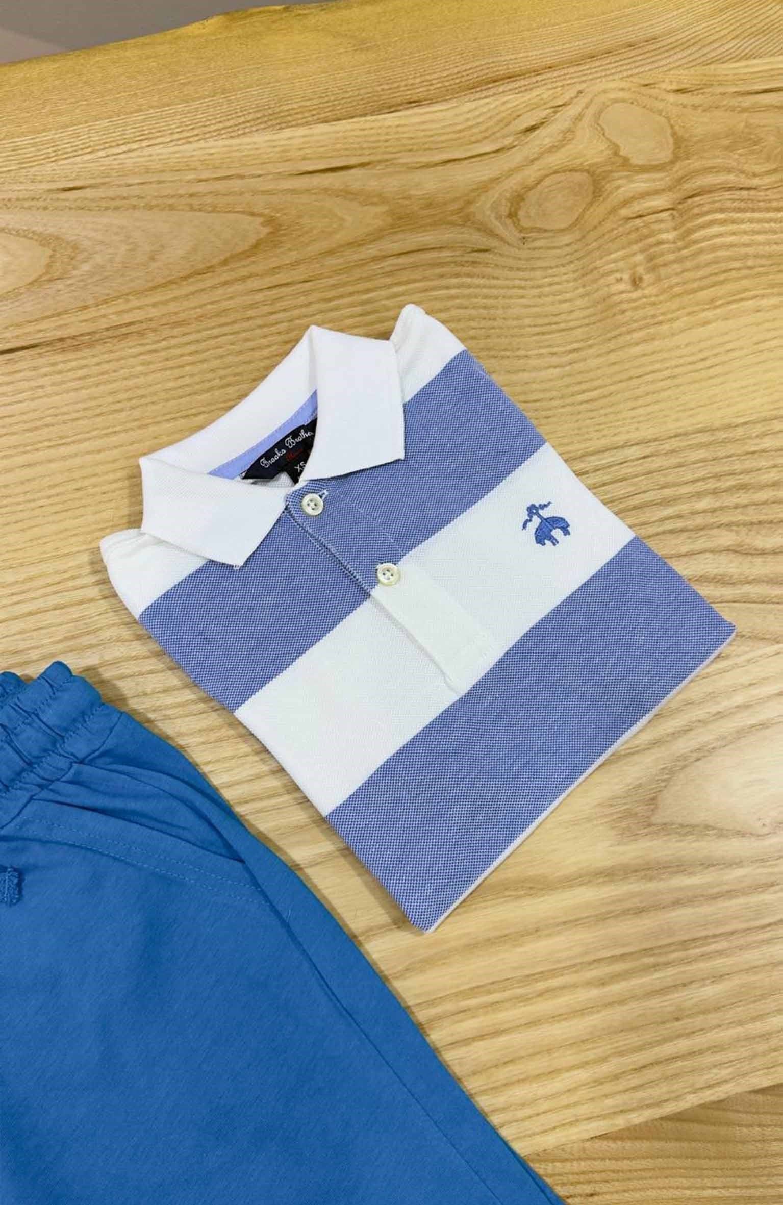 C2345 B&B MAVİ KALIN ÇİZGİLİ POLO T-SHIRT