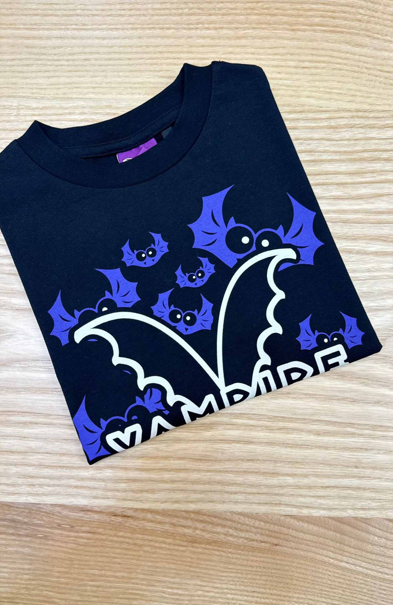 C2433 VNS VAMPİR BASKILI SİYAH T-SHIRT