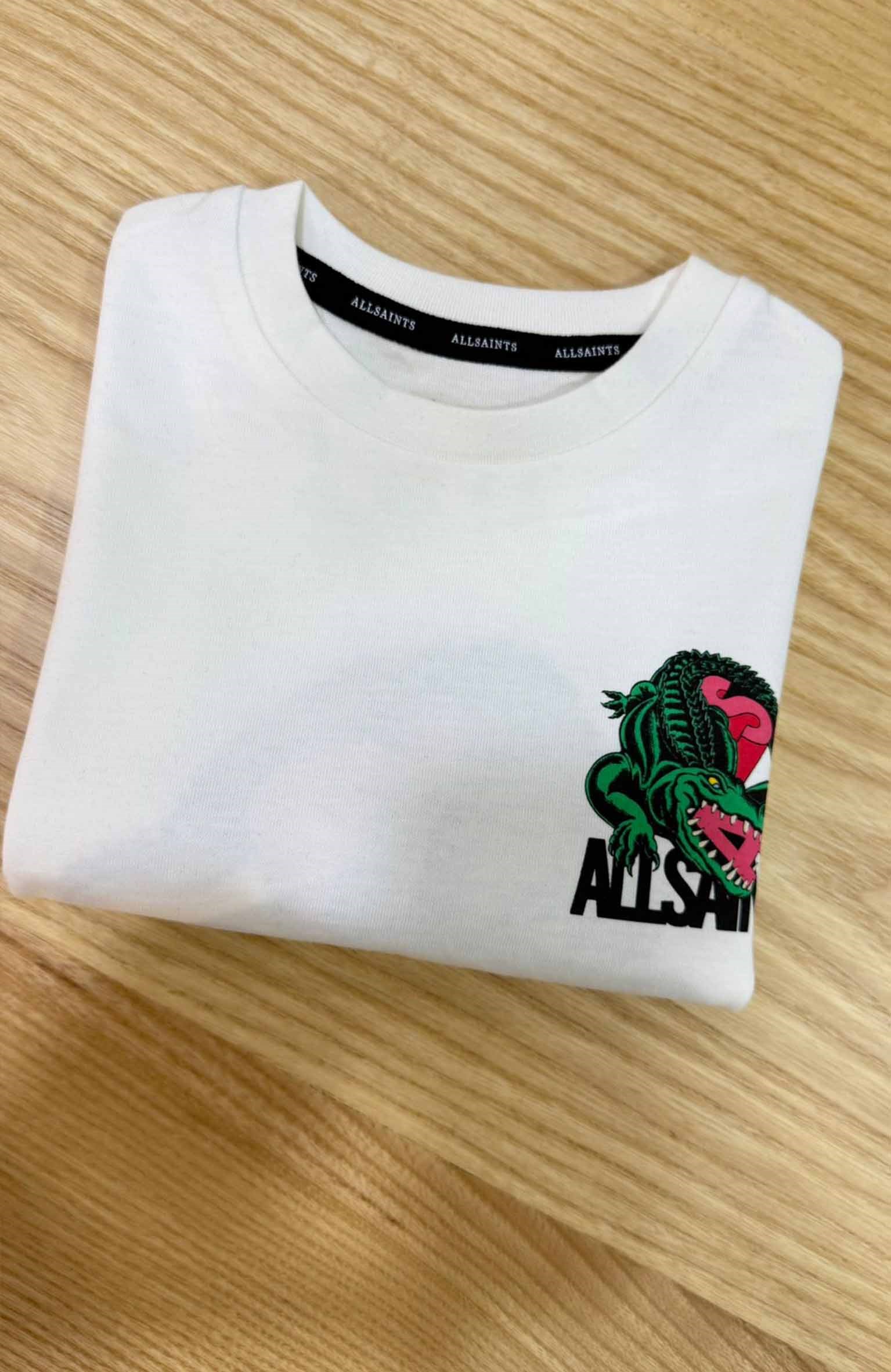 C2441 ALL S. ÖN/ARKA TİMSAH BASKILI EKRU T-SHIRT