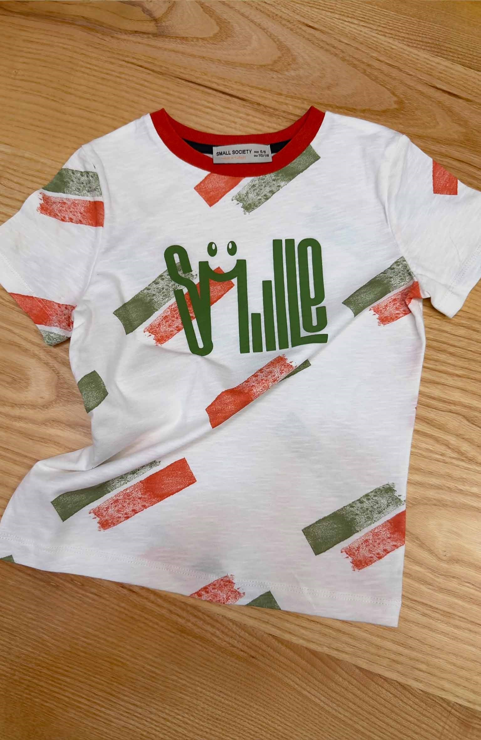 C2483 S.S SMILE BASKILI EKRU T-SHIRT